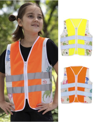 KOR-ACTDIN-Childrens Safety Vest Action Dinosaurs CO² Neutral